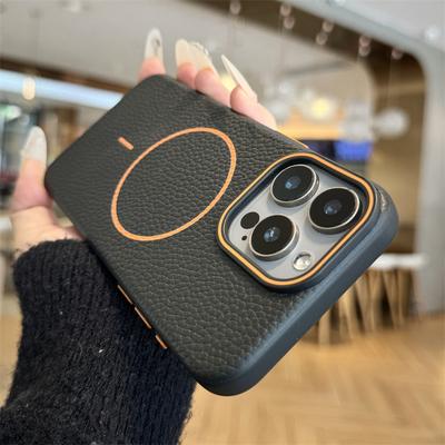 Luxury Lychee Leather For Magsafe Phone Case For iPhone 11 12 13 14 15 16 Pro Max Plus Matte Magnetic Full Protection Back Cover