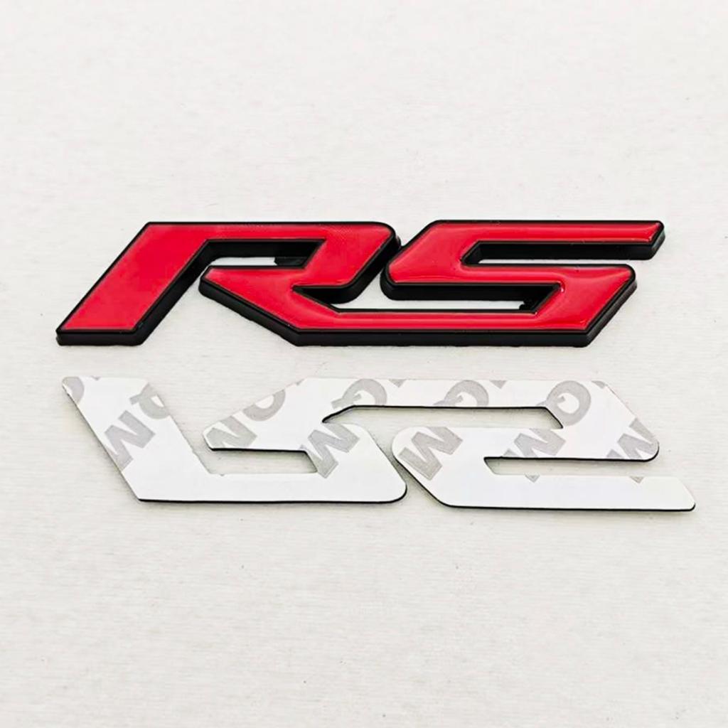 3D Metal RS Logo Badge Sticker Front Grill Emblem Rear Trunk Decal Car Accessories High-Quality Accessories are Suitable for Most Vehicle Models