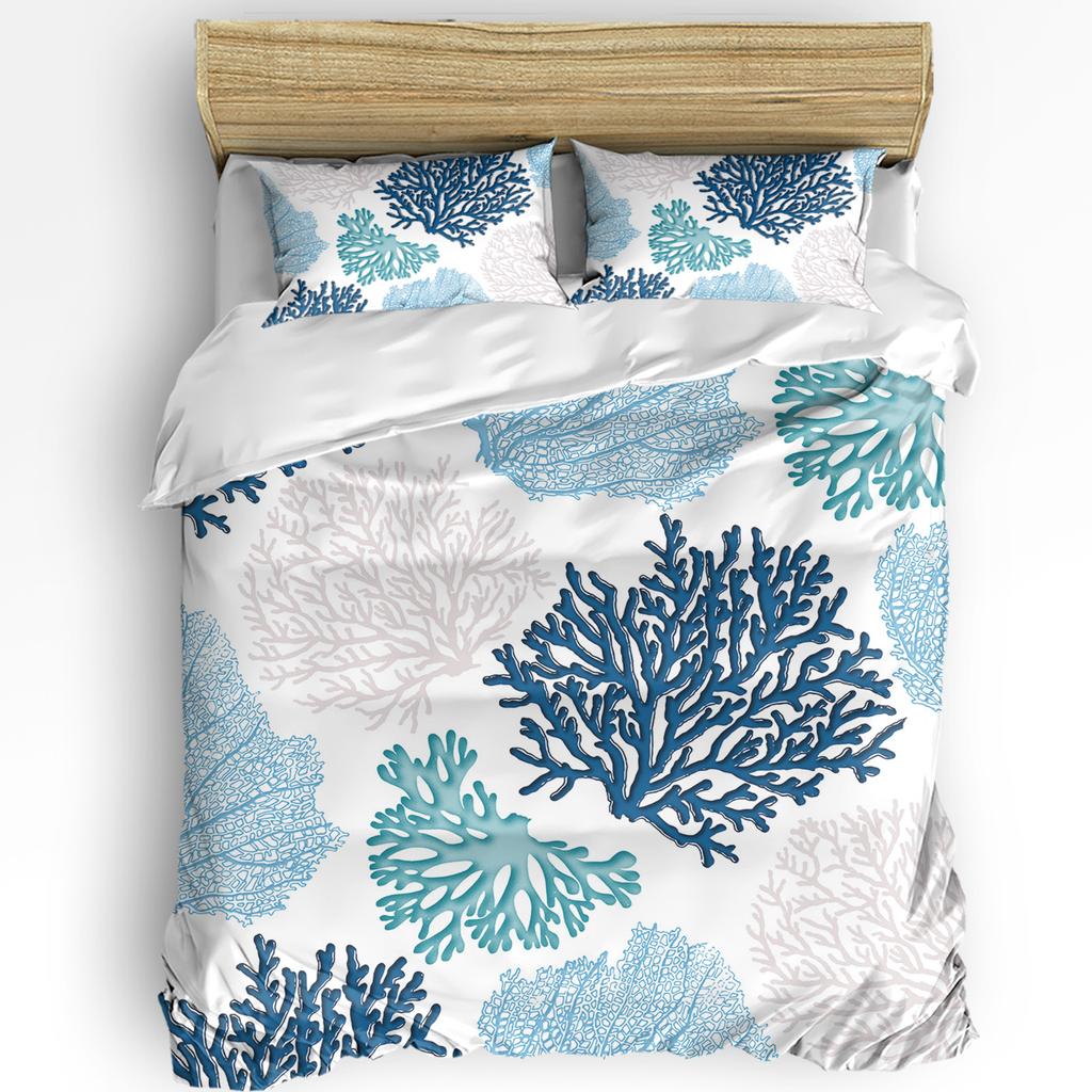 Ocean Starfish Coral Vessel Shell Duvet Cover with Pillow Case Custom 3pcs Bedding Set Quilt Cover Double Bed Home Textile
