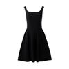 Women's Summer Hepburn Style Black A-line Mini Dress with Cinched Waist and Spaghetti Straps - Elegant and Sleeveless