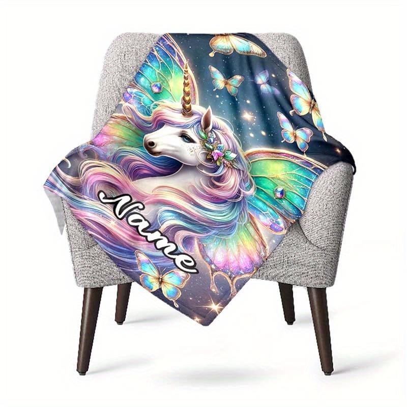 Unicorn'S Colorful Tentacles Customize Your Name Blanket Used For Chair Office Sofa Bed Camping Soft And Warm Giving Friends And Relatives Birthday