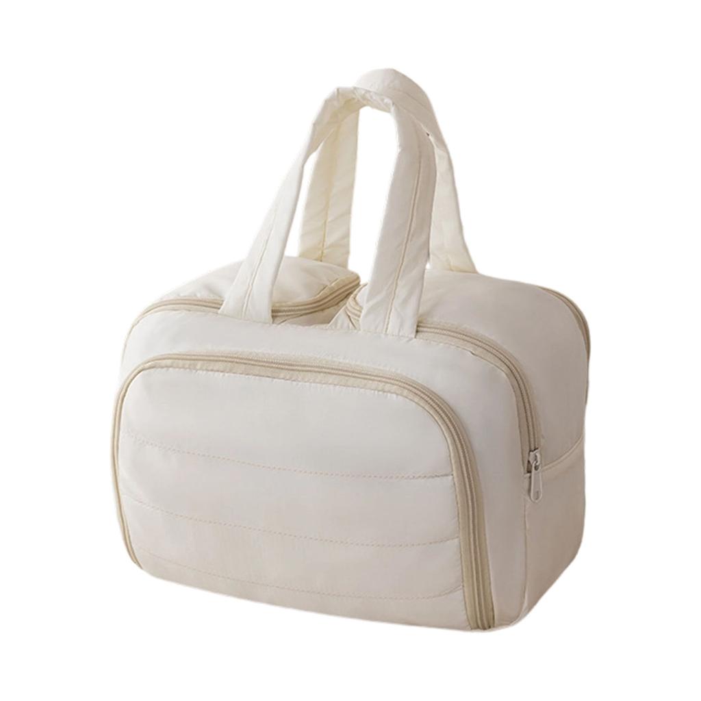 Spacious Multi Compartment Makeup Organizers With Cute Handle Durable Polyester Travel Cosmetic Case For Daily Use
