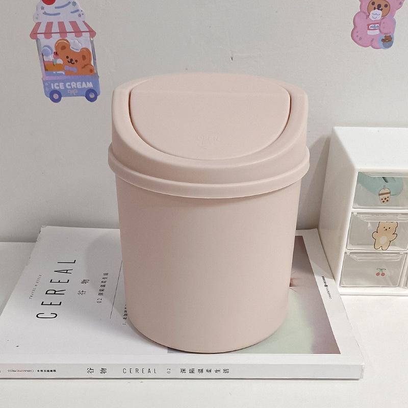 1Pc INS style desktop small trash can bedroom new home cute mini storage box, plastic trash can with lid, desktop wastebasket
