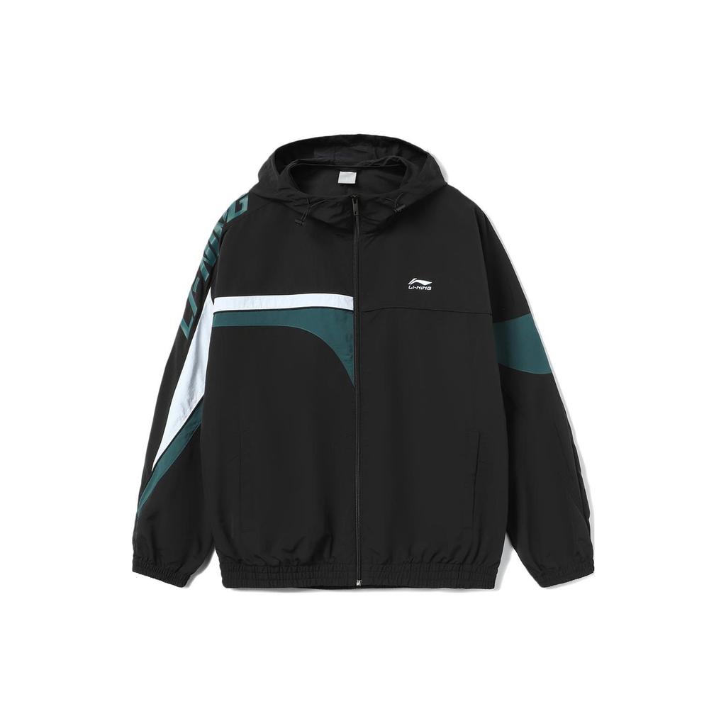 Li Ning Leaf Sports Trend Series Letter Casual Hooded Long Sleeve Jacket Men Jacket Black AFDU833-2