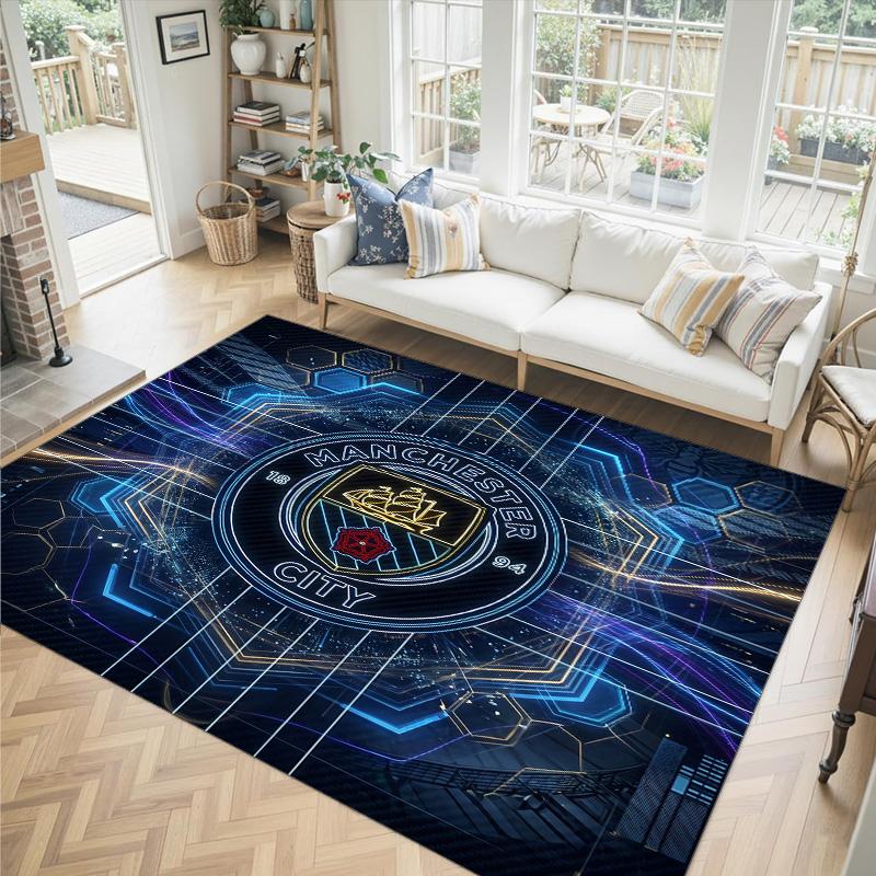 Manchester City Design Crystal Velvet Carpet Cozy Non?Slip Printed Rug For Bedroom Living Room Entrance