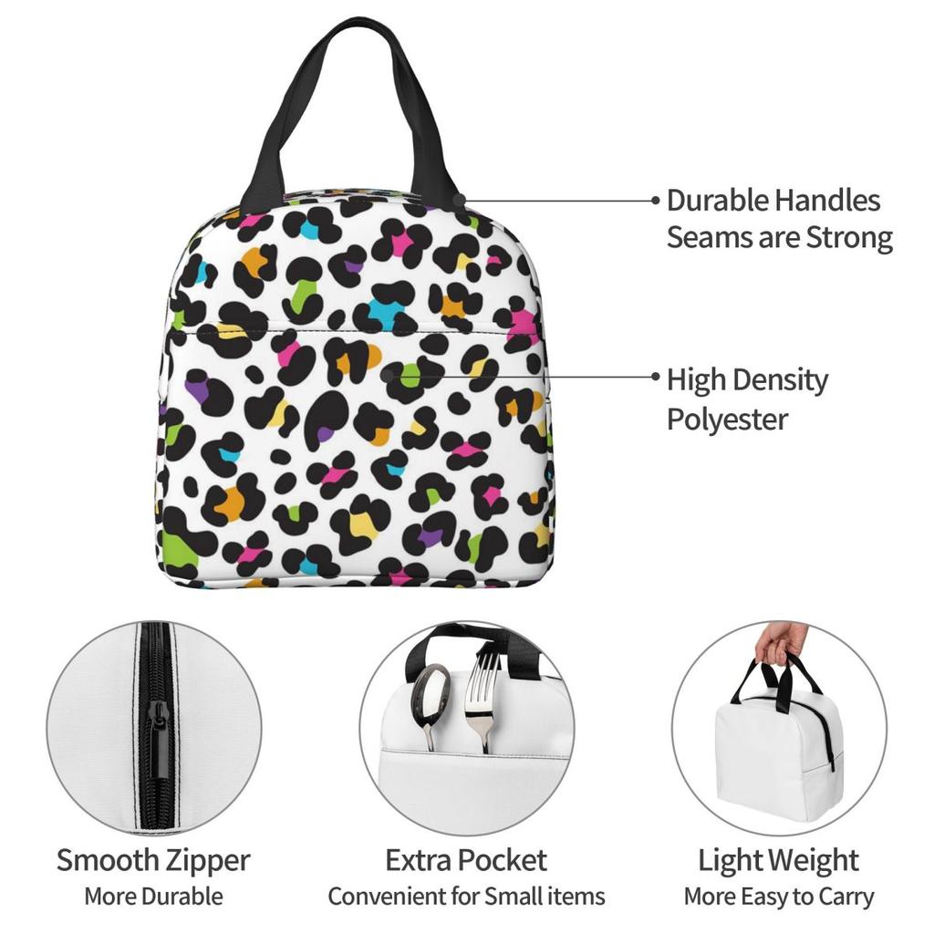 Orange Leopard Insulated Lunch Bag for Kids School Cooler Thermal Food Box Tote Portable Lunch Boxes Container