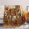 1PC Retro Floral Animal Print Flannel Blanket, High quality All Seasons, Home Decor, Warmth and Comfort, Perfect for Christmas Gifts