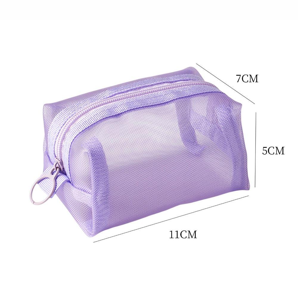 Vintage Three-dimensional Square Nylon Mesh Coin Purse Pouch Large Capacity Key Lipstick Earphone Organizer Card Bag
