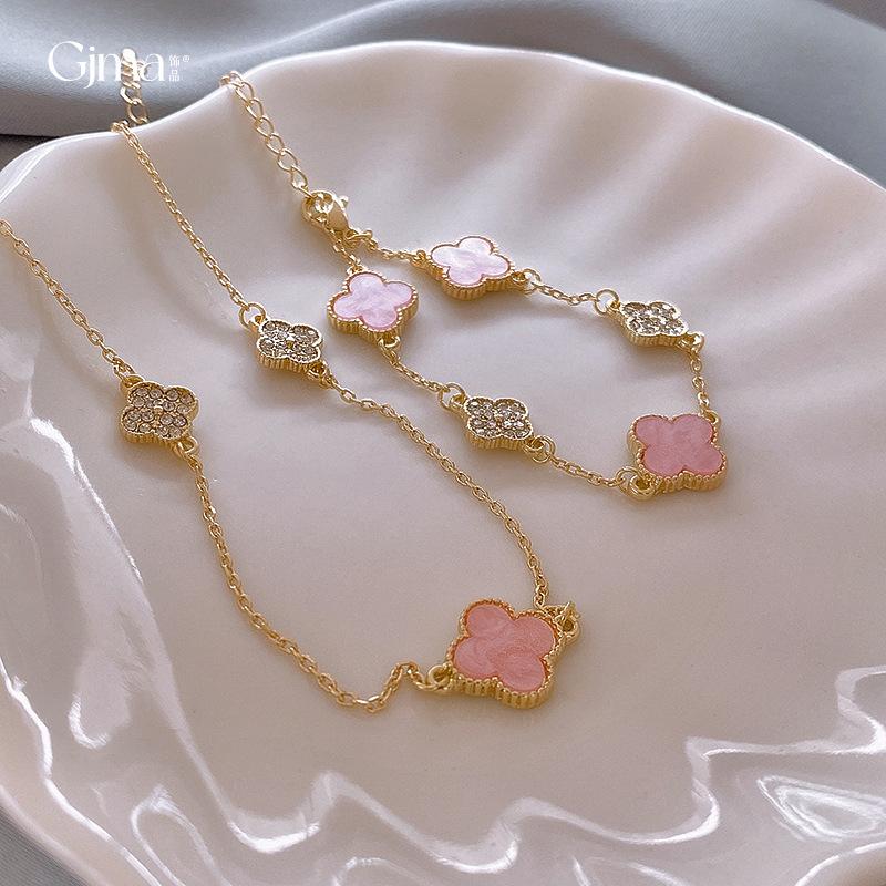 French Diamond Flower Necklace Simple Clavicle Chain Temperament Fashion Jewelry Women