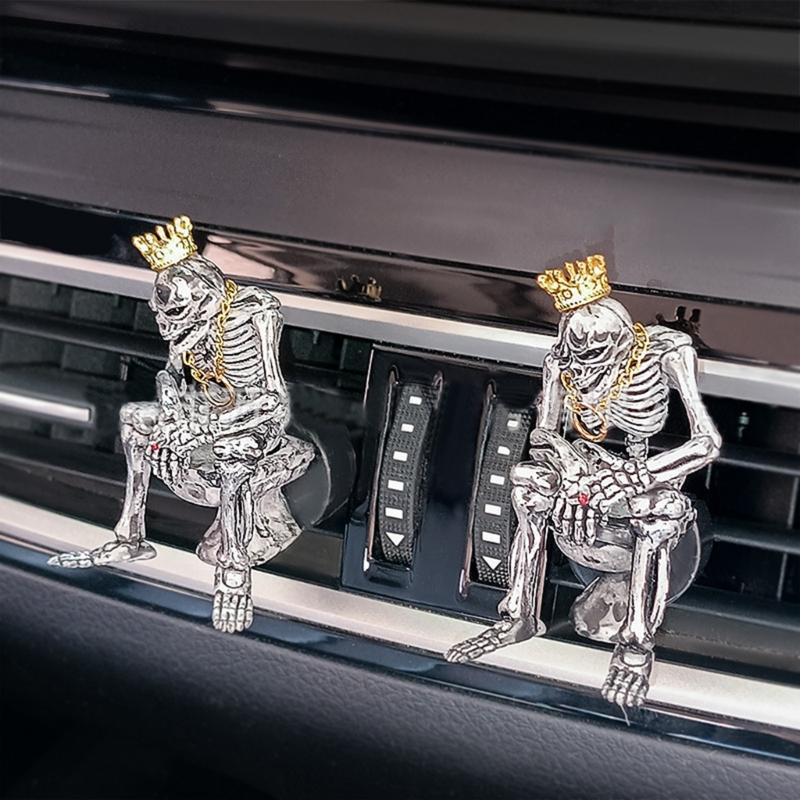 Car Air Vent Air Freshener Halloween Skull Ornament Essential Oil Diffuser Vent Air Car Accessories