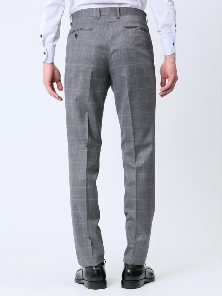 Takakyu Suit and Pants Shiny Wool Slim Windowpane Light Light 110011803133433030045 Men's Set, Blend, Fit, 2-Button, 3-Piece Suit, Gray, Gray,