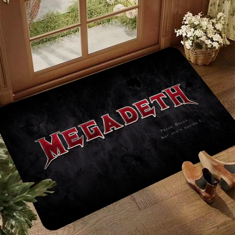 M-Megadeth Band Floor Mat INS Style Soft Bedroom Floor House Laundry Room Mat Anti-skid Bedside Area Rugs