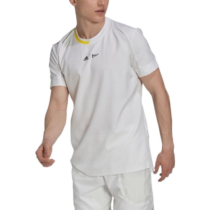 Adidas Color-Block Logo Print Short Sleeve T-Shirt Men Tops White HC8541