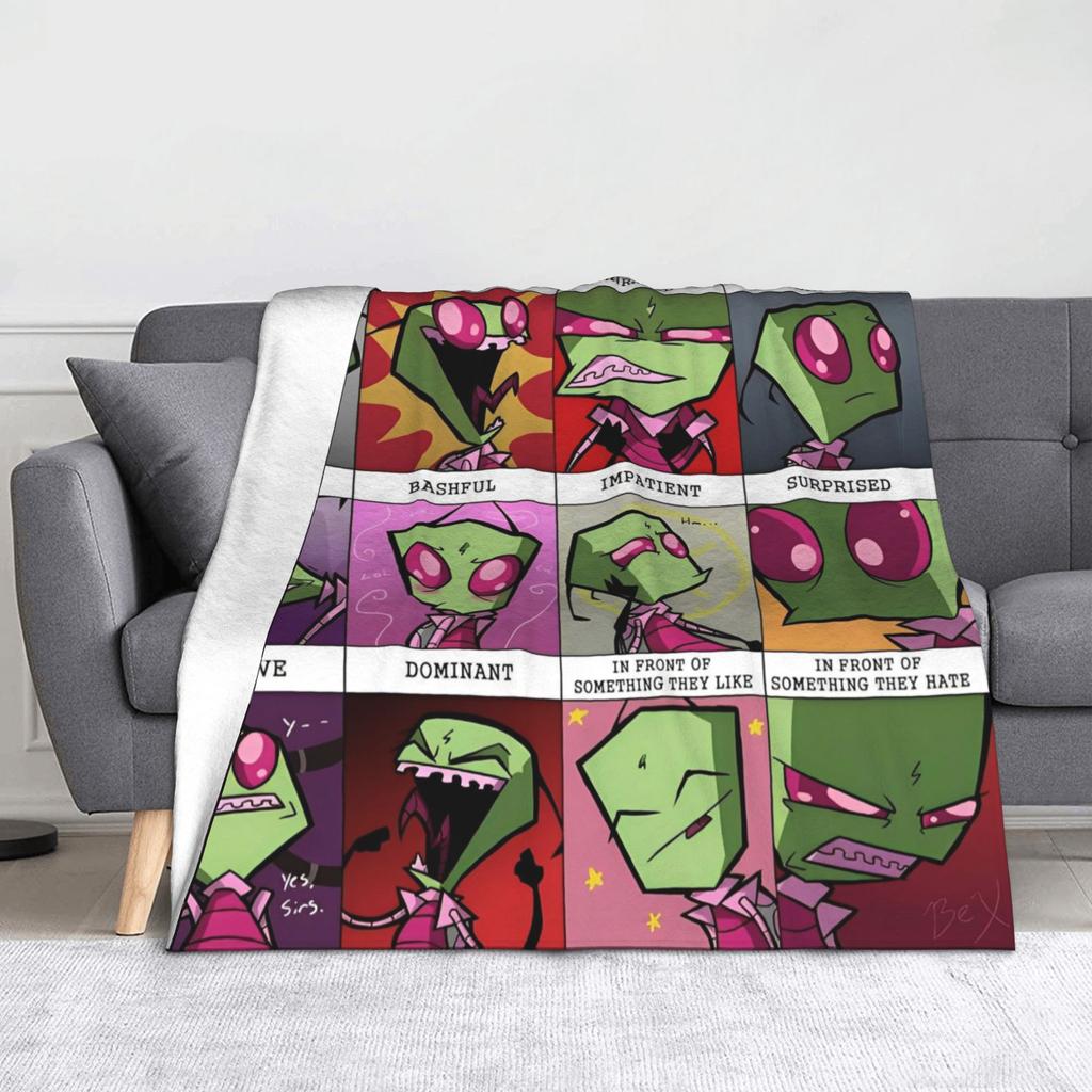 Invader Zim Gir Cartoon Wool Blankets  Awesome Throw Blanket for Home 150*125cm Rug Piece
