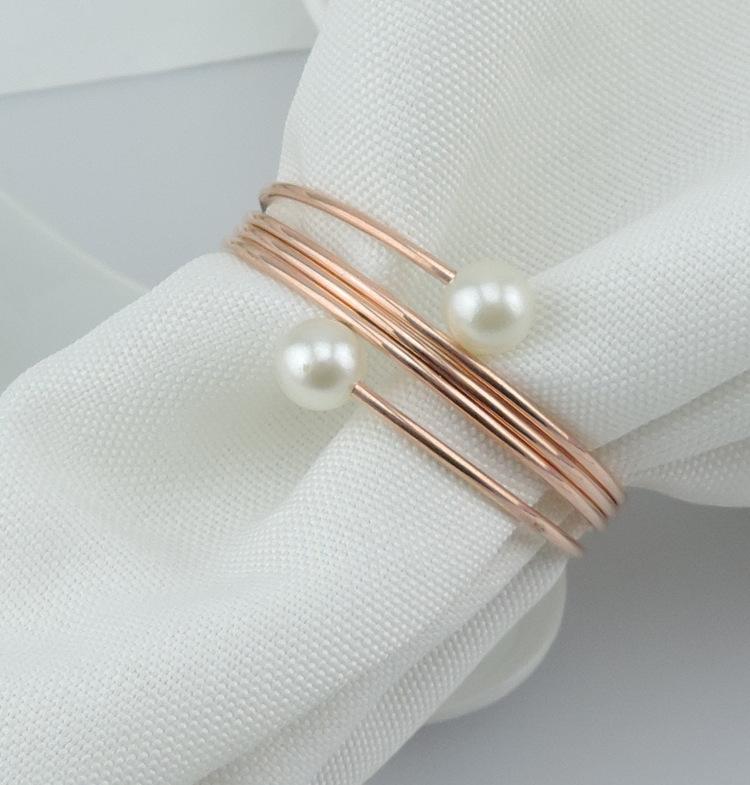 

12pcs/lot Pearl Napkin Ring Rack, Dining Table, Wedding, Birthday Party, Circle Decoration