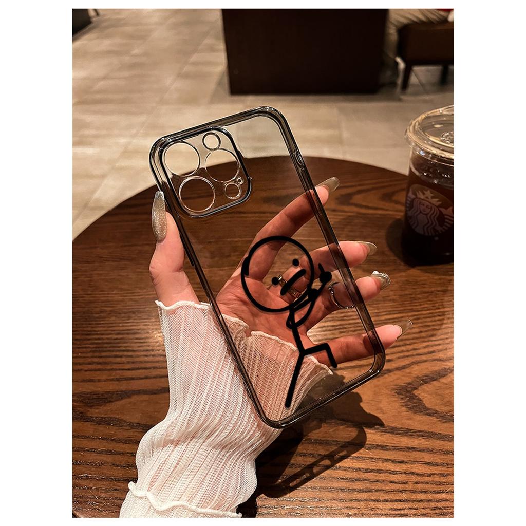 Unny Meme Stick Figure TPU Phone Case For IPhone 15 14 13 12 11 Pro Max X XR XS 8 7 Plus, Clear Shockproof Protective Cover