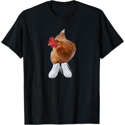 YUZBHOME Chicken In Sneakers, Funny Meme Gag Design T-Shirt