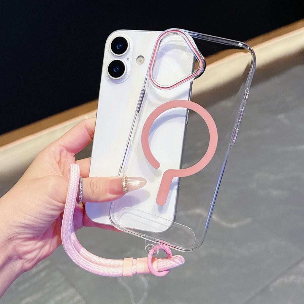Hochtransparente Magnetische Hülle mit Verstellbarem Seil für Apple 17PROMAX - Öltropfen-Linsenrahmen, Kompatibel mit 16 und Trendigen 12 Modellen
