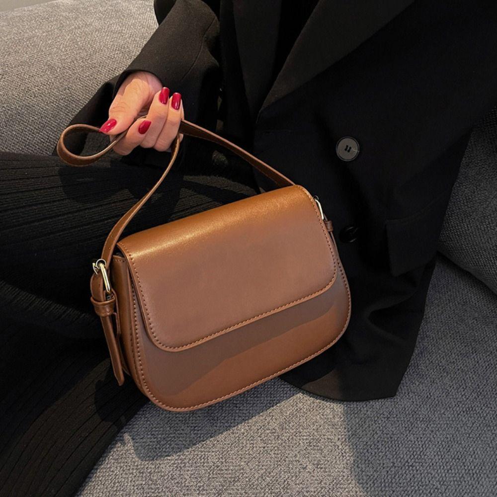 Leather PU Shoulder Bag Korean Style Women Crossbody Bag Casual Flap Crossbody Shoulder Bag  Ladies