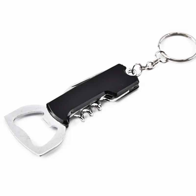 3 In 1 Keychain Beer Bottle Opener Stainless Steel Portable Red Wine Beer Bottle Opener Foil Cutter  Kitchen Tool