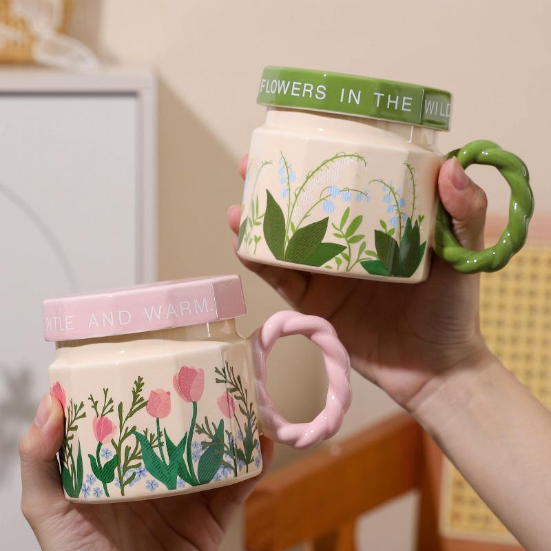 Ceramic Cup With Lid Mug High Value Water Cup Office Cup Souvenir Coffee Cup Women Breakfast Cup Men