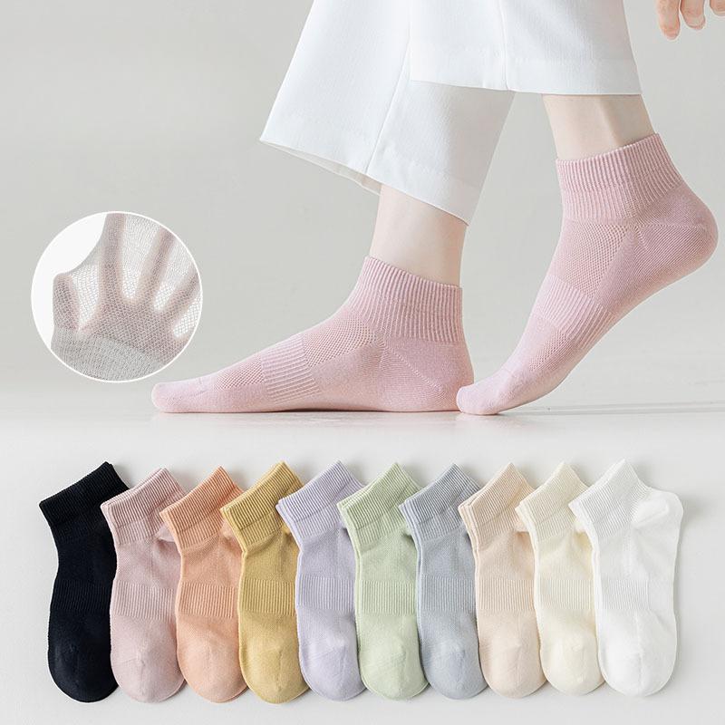 Women's Summer Thin Sweat Absorbing Breathable Mesh Breathable Deodorant Short Cotton Socks