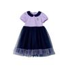 Desa Girls' Summer Lapel Short Sleeve Spliced Dress