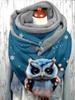 Snowflake Owl 3D Print Warm Fleece Casual Scarf And Shawl For Women