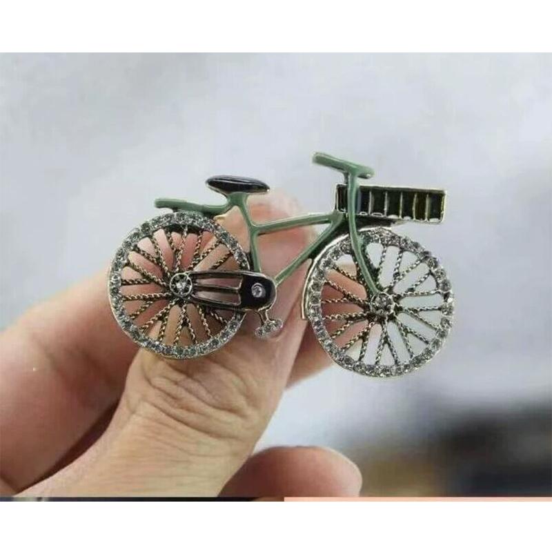 Creatieve Fiets Broche voor Dames Heren Mode Strass Bloemenmand Broches Spelden Sieraden Accessoires Feest Cadeaus 2025