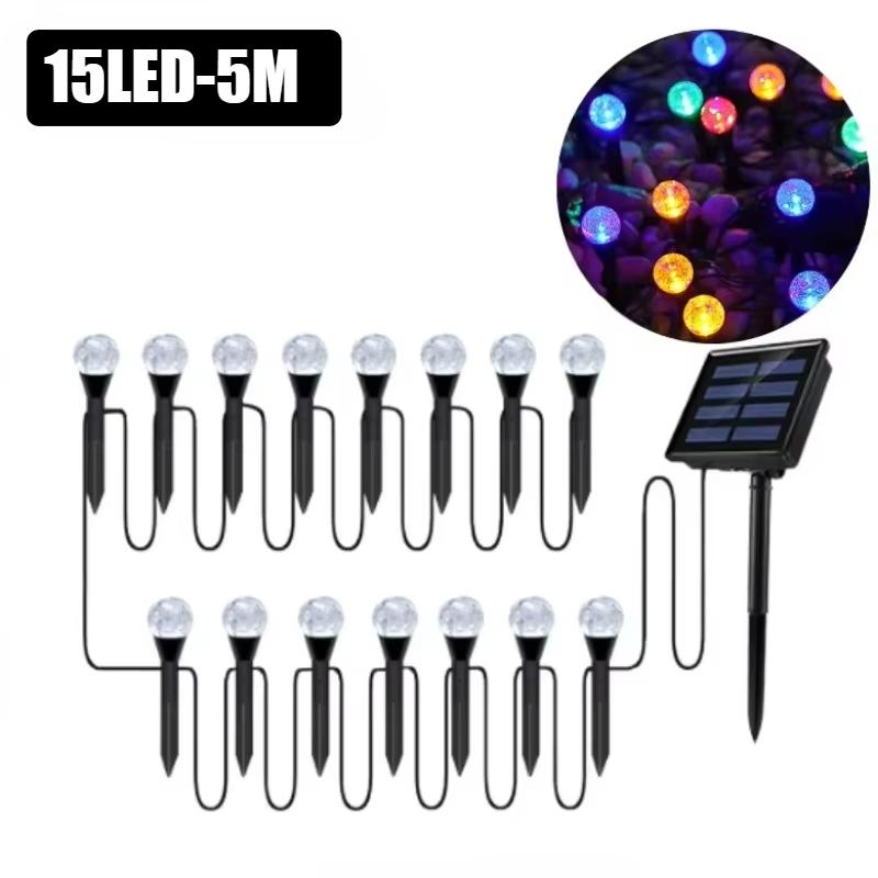 

Наружный солнечный пузырьковый газонный светильник, гирлянда, ландшафтное украшение, водонепроницаемые светодиоды, работающие на солнечной энергии колышки для сада, двора 15led-multicolor