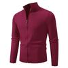 Men S Stand Collar Zip Up Loose Knitted Cardigan Solid Color Autumn
