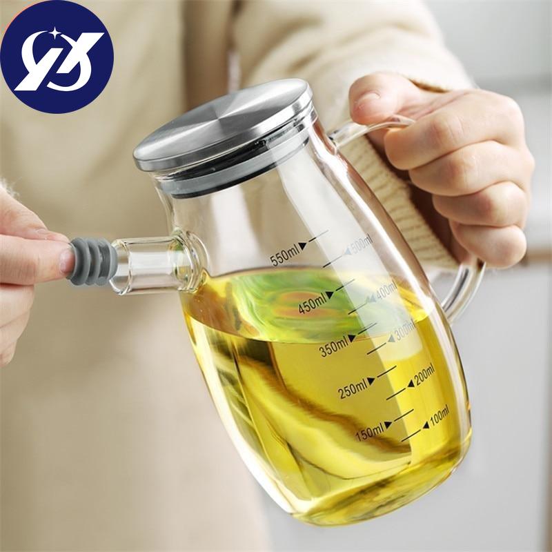 Glass Oil Pot Leak-proof Oil Bottle with Scale Kitchen Cooking Tool Vinegar Soy Sauce Bottle Gravy Boat