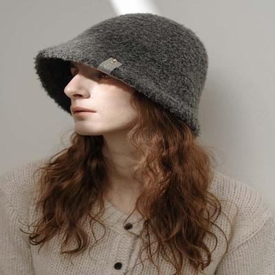 Buckle Wool-Like Bucket Hat Gray H041GR