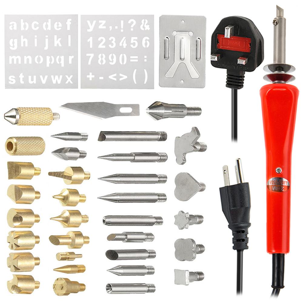 37Pcs 30W Wood Burning Kit Engraving Pen Electric Soldering Iron Wood Burning Kit Adjustable Temperature Electric Soldering