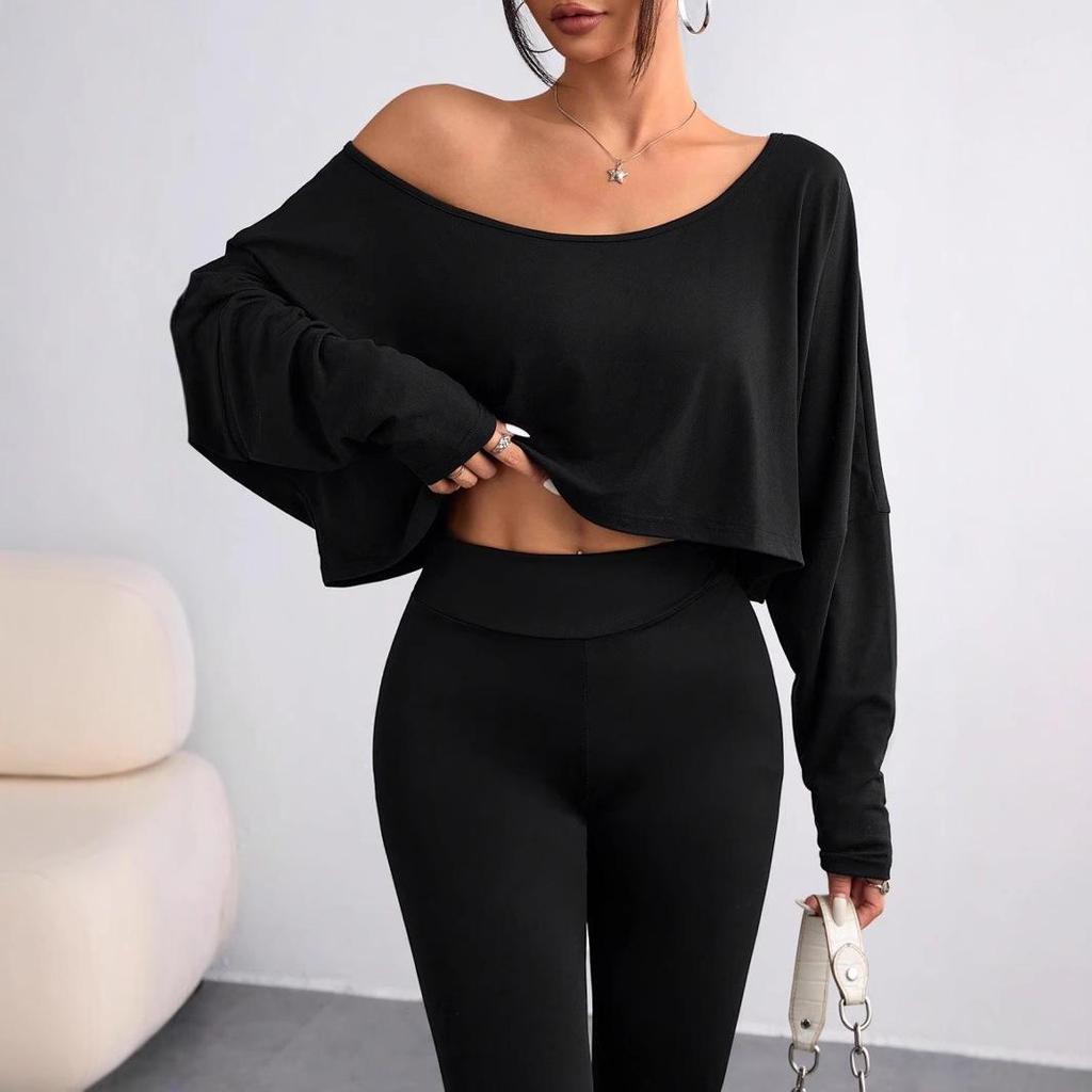 2025 Vår/Höst Off-Shoulder Lös Passform Mode Crop Top