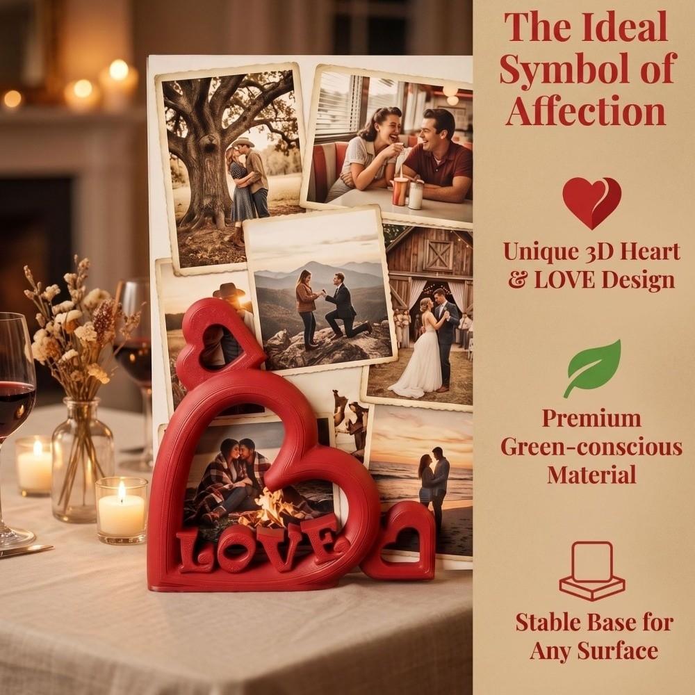 Plastic Heart Shaped Photo Stand LOVE Letter Design Mini Picture Frame Desktop Decorations