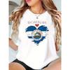 European Size Women's Casual Short Sleeve T-Shirt - I Love Nicaragua Flag & Pledge Graphic Print, Round Neck, Medium Stretch, Machine Washable