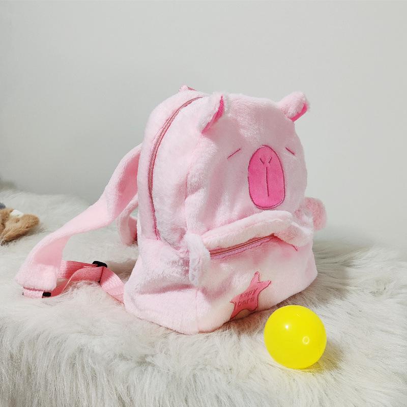 Cute Capybara Plush Doll Cartoon Backpack & Messenger Bag for Kids