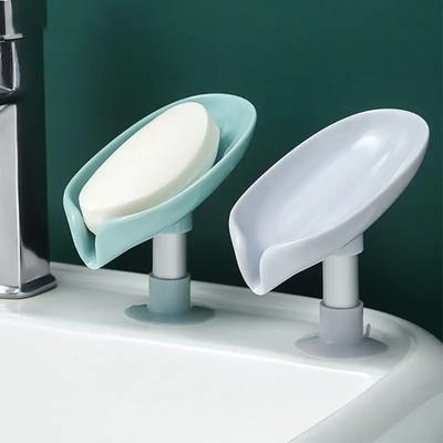 Leaf Shape Soap Box Drain Soap Holder Bathroom Accessories Suction Cup Soap Dish Tray Soap Dish For Bathroom Soap Container