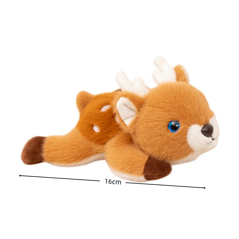 16cm Kawaii Plüsch Sika-Hirsch Puppe Cartoon Stofftier Süßes Liegendes Tier Spielzeug für Kinder Schreibtisch Dekoration Weihnachten Geburtstag Geschenk