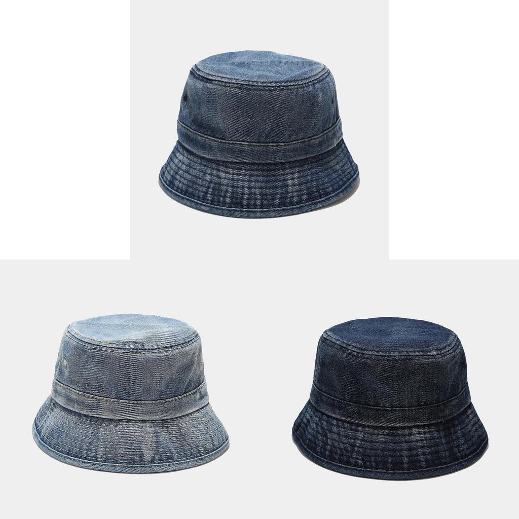 Vintage Denim Bucket Hat Women Sun Protection Foldable Sun Hat For Summer Beach