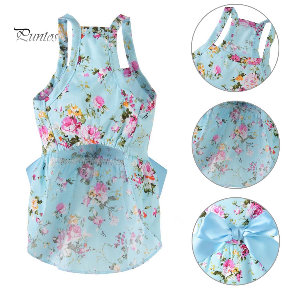 Pies Kot Wiosna Lato Kwiat Drukuj Bawełna Słodka Sukienka Kostium Strój Ubrania