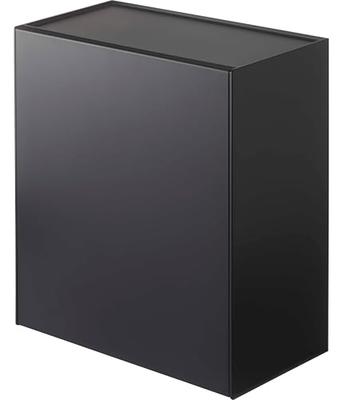 Yamazaki Wall-Mounted Toilet Pot & Storage Case, Black, Approx. W20.5 X D12.2 X H24cm, Tower-Style, Flap-Style, Small Item Storage, Trash Can (5430),