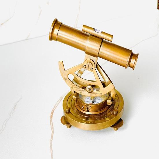 13.97 Cm Brass Alidade Telescope Compass Nautical Navigation Gift Maritime Surveyor Collectible Desk Decor
