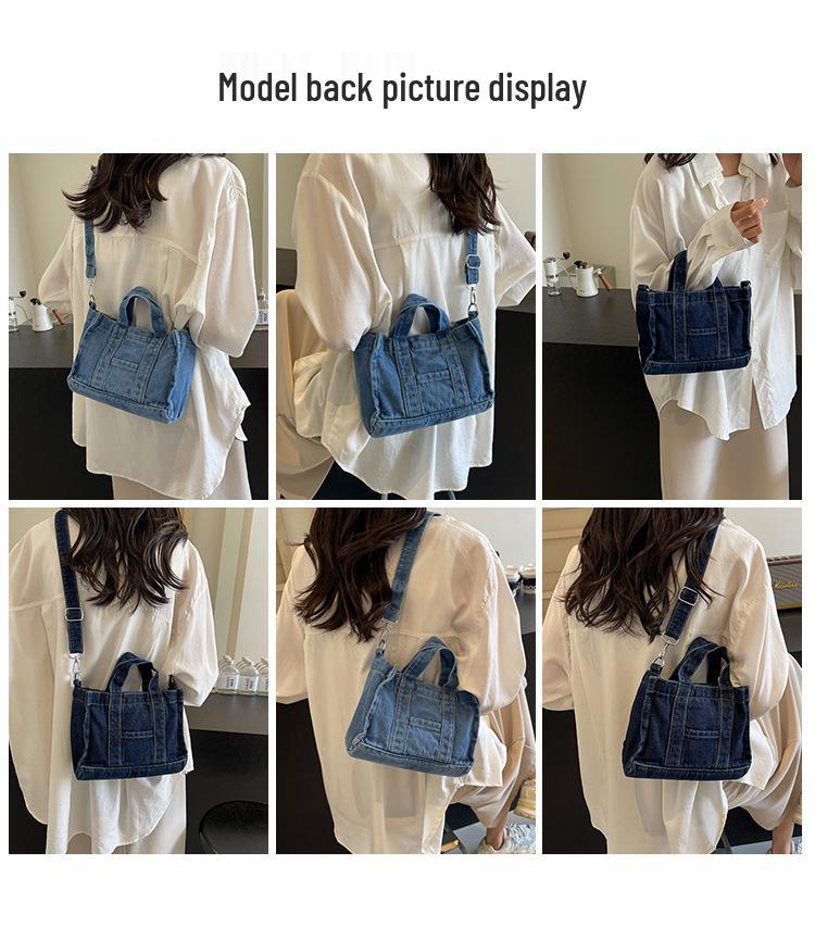 Retro Street Trend Canvas Crossbody Bag - Large Capacity Denim Shoulder Bag for College Students and Shopping