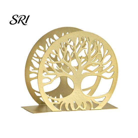 Seiko Napkin Holder Deer for Table Standing Animal Forest Tree Tissue Dispenser Round Hollow Design Metal Rustic Cloth Napkins Kitchen Farmhouse