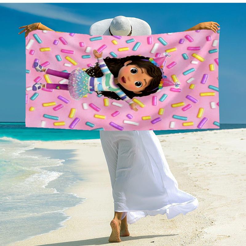 Ultra-Soft Beach Towel with Gabby’s Dollhouse Theme,Ideal for Pool - Camping, Diving - Perfect Travel Essential, Vibrant Beach Towel.