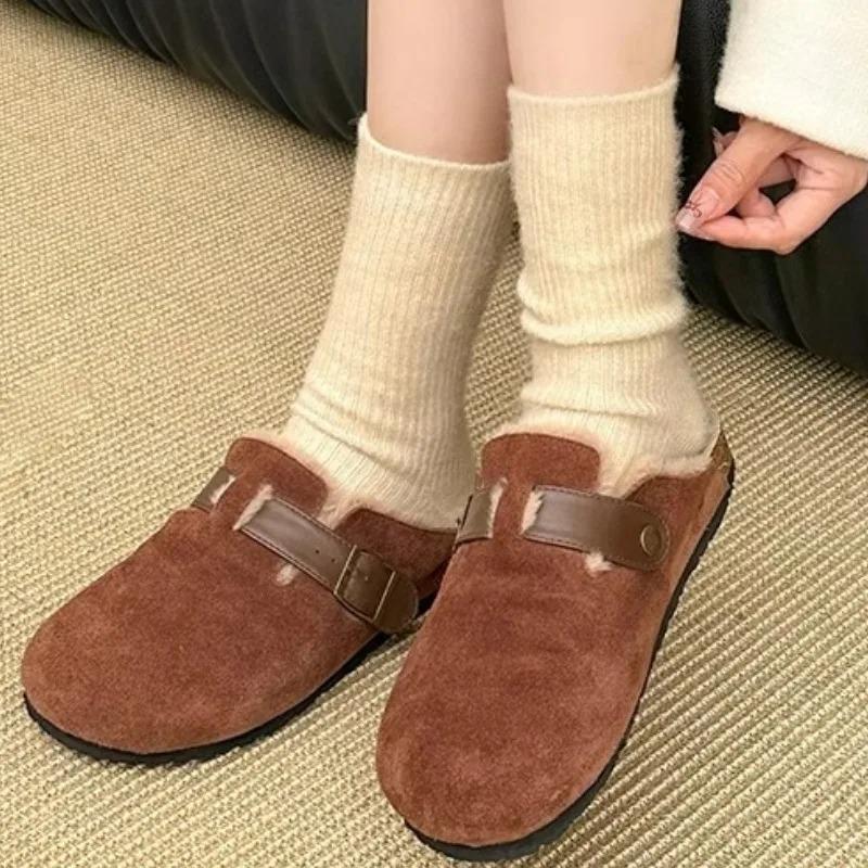 Modische Koreanische Kaschmir Winter Warme Samt Socken Thermisch Verdickt Mittlere Röhre Socken Für Frauen Mädchen Gestrickt Flauschig Maillard Socken