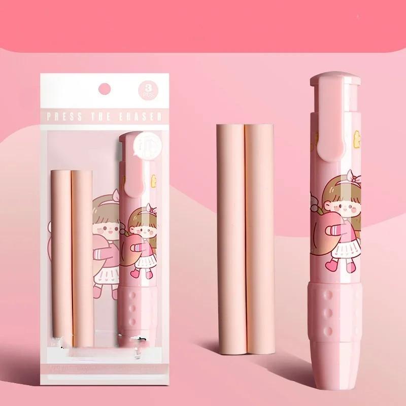 

Креативный ластик пресс-типа, милый ластик в стиле ручки с изображением животных, резиновый ластик для карандашей, студенческий Снова в школу, каваи, канцелярские принадлежности