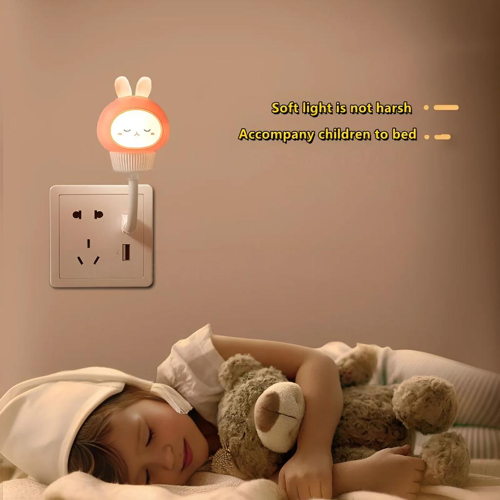 USB Night Light LED Cute Cartoon Voice Control Night Lamp Bear Kitten forBaby Kid Bedroom Eye Protection Decoration Bedside Lamp